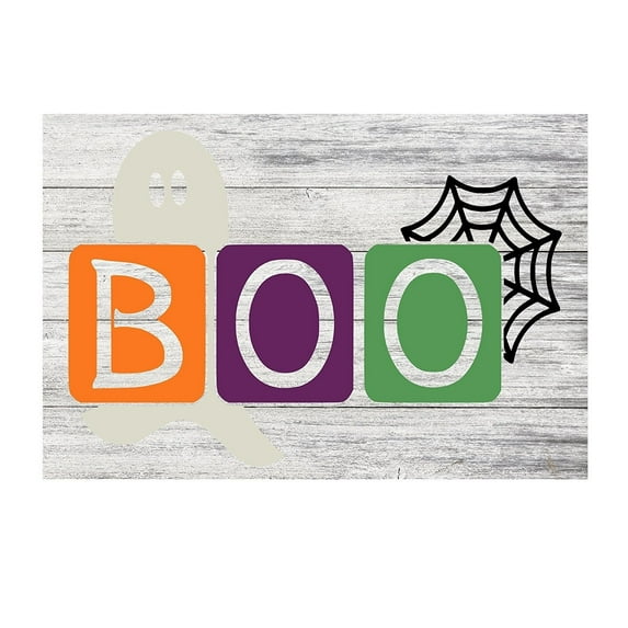 Happy Halloween Boo Rustic Metal Sign - 12" x 8"