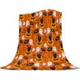 thumbnail image 1 of Happy Halloween Boo Throw Blankets, Cartoon Pumpkin Spooky Black Cats Ghosts Soft Fleece Blanket Decorative for Home Sofa Couch Chair Living Bedroom,40x50 inches, Orange, 1 of 6