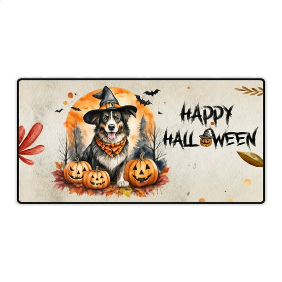 Happy Halloween Border Collie Witches Hat Pumpkin Carving Desk Mat Full Keyboard Mouse Pad Borders Dog Lovers Gifts Idea Large Mousepad - 02019