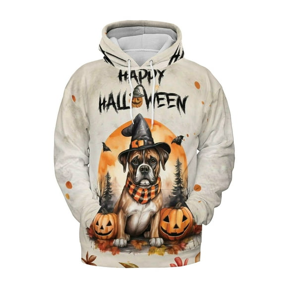 Happy Halloween Boxer Witches Hat Pumpkin Carving All Over Print 3D Hoodie Unisex Merch Hoodies Boxers Dog Lover Gifts Idea - 02019