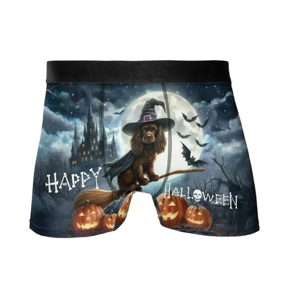 Happy Halloween Boykin Spaniel Witch Pumpkins Bats All Over Print Boxer Briefs Underwear for Men Dad Dog Lover - 13012