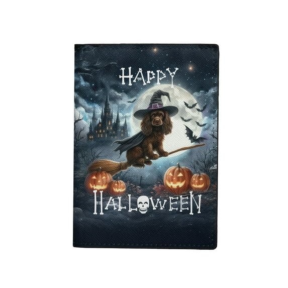 Happy Halloween Boykin Spaniel Witch Pumpkins Bats Travel Passport Wallet Dog Lover PU Leather Passport Holder Cover - 13012