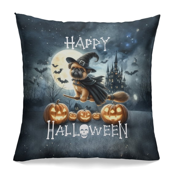 Happy Halloween Brussels Griffon Witch Pumpkins Bats Pillowcase Double Sided Griff Dog Lover Pillow Case Covers - 13012