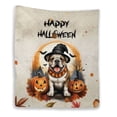 thumbnail image 1 of Happy Halloween Bulldog Witches Hat Pumpkin Carving Quilt Blanket Dog Lover Gifts Idea Cozy Comforter Throw Blanket - 02019, 1 of 5