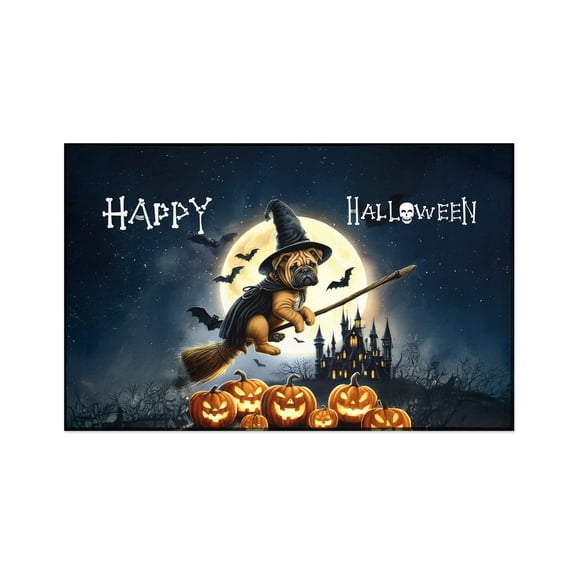 Happy Halloween Bullmastiff Witch Pumpkins Bats Indoor Rug Dog Lover Carpet Living Bed Room Sofa Home Decor - 13012