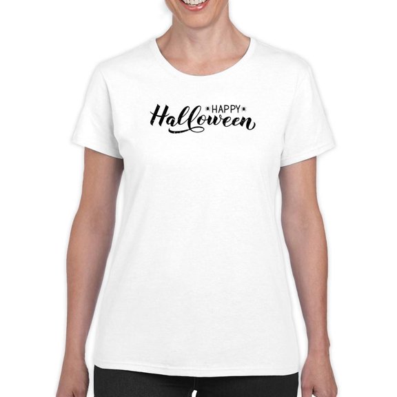 Happy Halloween Calligraphy T-Shirt Women -Image by Shutterstock, Female 5X-Large