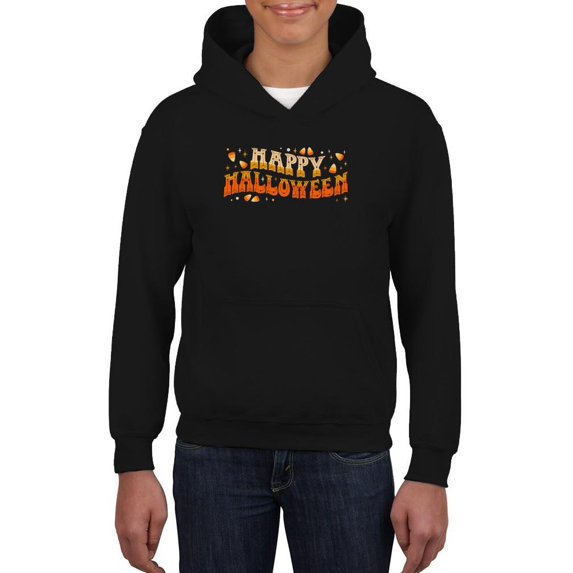 Happy Halloween! Candycorn Text Hoodie Juniors -Image by Shutterstock, x-Large