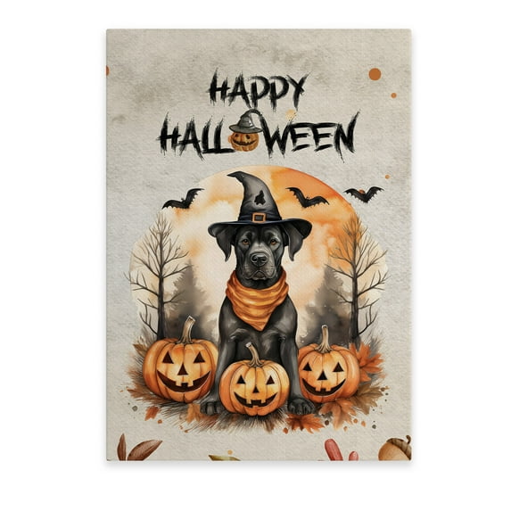 Happy Halloween Cane Corso Witches Hat Pumpkin Carving Vertical Matte Canvas Poster Italian Mastiff Dog Lover Gifts Idea Wall Art Home Decor - 02019
