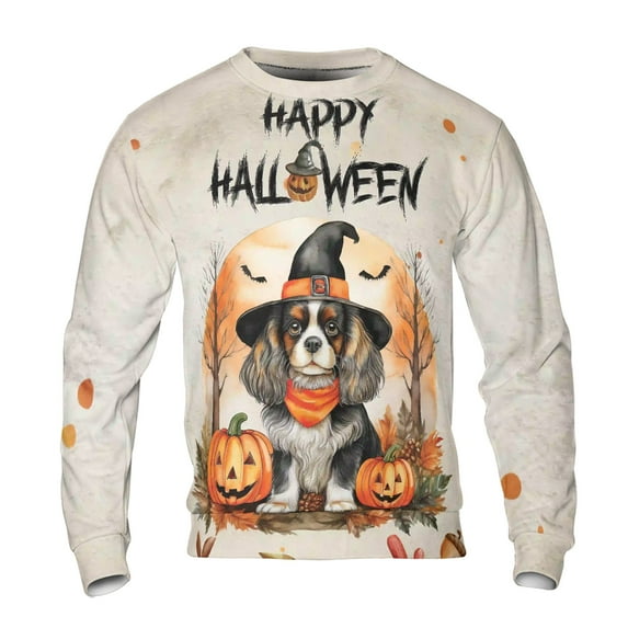 Happy Halloween Cavalier King Charles Spaniel Witches Hat Pumpkin Carving All Over Print 3D Sweatshirt Unisex Merch Dog Lover Gifts - 02019