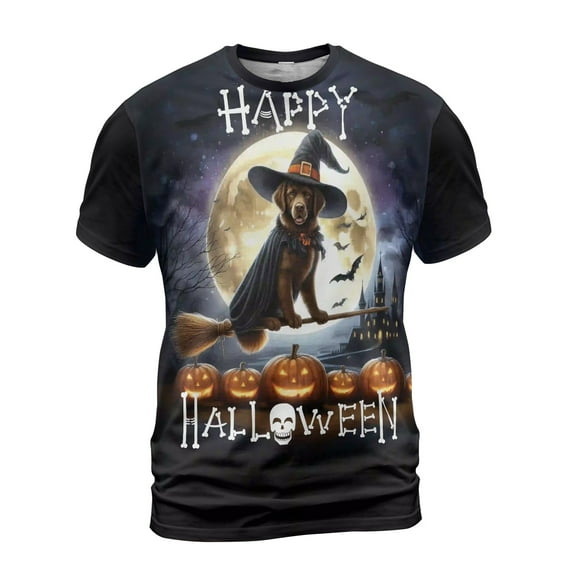 Happy Halloween Chesapeake Bay Retriever Witch Pumpkins Bats All Over Print 3D Shirt Unisex Merch Chessie Dog Lover - 13012