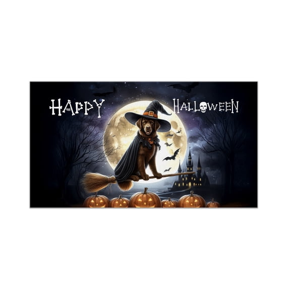 Happy Halloween Chesapeake Bay Retriever Witch Pumpkins Bats Doormat Chessie Dog Lover Indoor Outdoor Welcome Mat - 13012