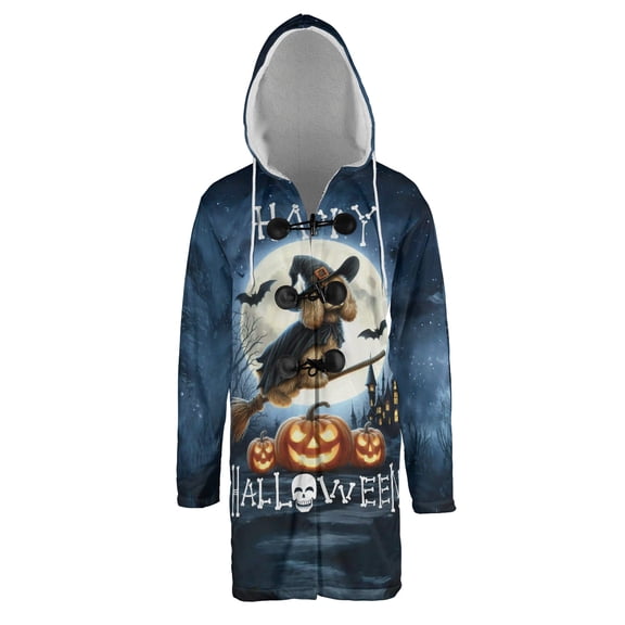 Happy Halloween Cocker Spaniel Witch Pumpkins Bats All Over Print 3D Hooded Duffle Toggle Coat Cockers Dog Lover Gifts - 13012