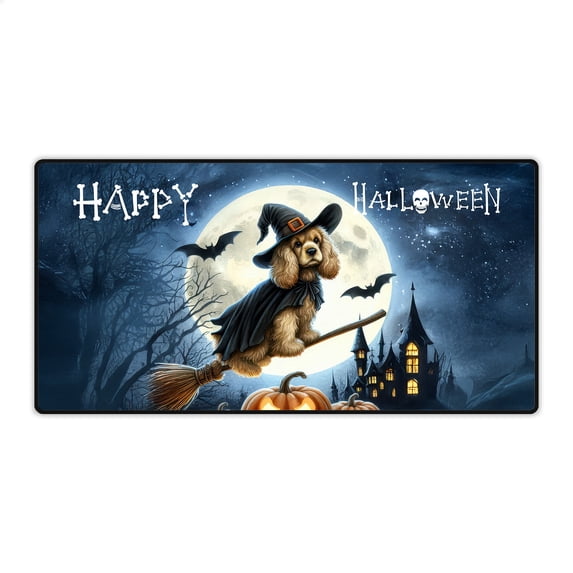 Happy Halloween Cocker Spaniel Witch Pumpkins Bats Desk Mat Full Keyboard Mouse Pad Cockers Dog Lover Gifts Large Mousepad - 13012