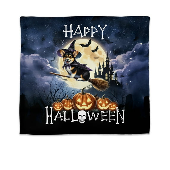 Happy Halloween Corgi Witch Pumpkins Bats Tapestry Welsh Corgi Dog Lover Gifts Idea Wall Hanging Backdrop Home Decor - 13012