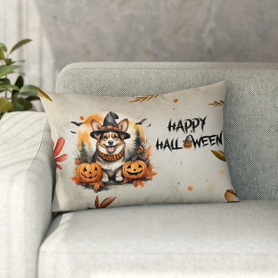 Happy Halloween Corgi Witches Hat Pumpkin Carving Pillowcase Double Sided Welsh Corgi Dog Lover Gifts Idea Pillow Case Covers - 02019