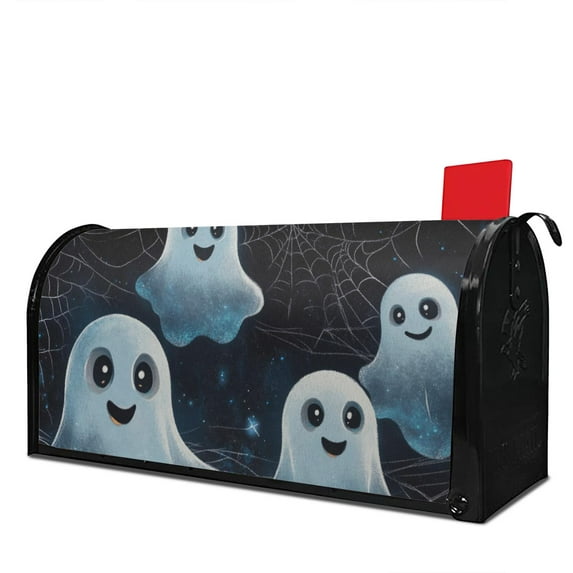 Happy Halloween Cute Ghost Boo Mailbox Cover,Magnetic 18x21 Inch Mailboxwrap Waterproof Durable Fall Welcome Post Letter Box Covers for Rustic Farmhouse Home Decor