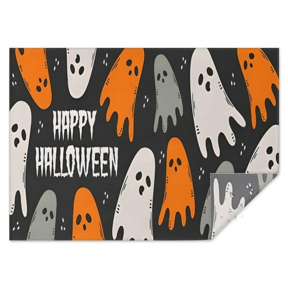 Happy Halloween Cute Ghost Table Cloth Waterproof Spillproof Tablecolths Table Covers Horror Pumpkin Ghost Rectangle Table Cloths for Party Picnic Dinner Decor
