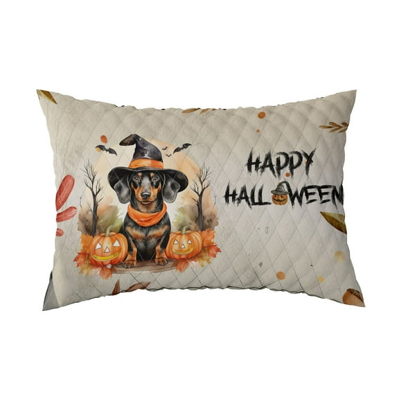 Happy Halloween Dachshund Witches Hat Pumpkin Carving Quilt Pillowcase Wiener Dog Lover Gifts Idea Throw Pillow Cover Bed Home Decor - 02019