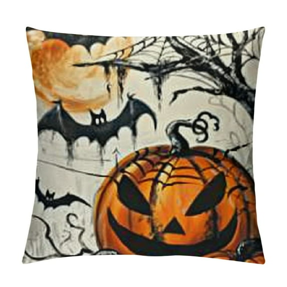 Happy Halloween Decorative Throw Pillow Covers Pumpkin Truck Porch Patio Outdoor Pillowcase, Jack O Lantern Fall Holiday Cushion Case Home Decor
