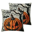 thumbnail image 1 of Happy Halloween Decorative Throw Pillow Covers  Trick or Treat Pumpkin Truck Porch Patio Outdoor Pillowcase, Jack O Lantern Bat Spider Fall Holiday Cushion Case Home Decor, 1 of 7