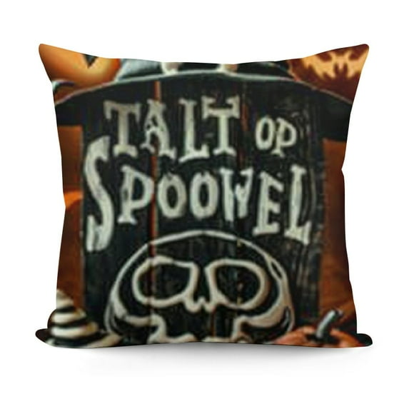 Happy Halloween Decorative Throw Pillow Covers Trick or Treat Spooky Ghost Boo Orange Black Outdoor Pillowcase, Skull Spider Web Bat Funny Holiday Cushion Case Home Decor