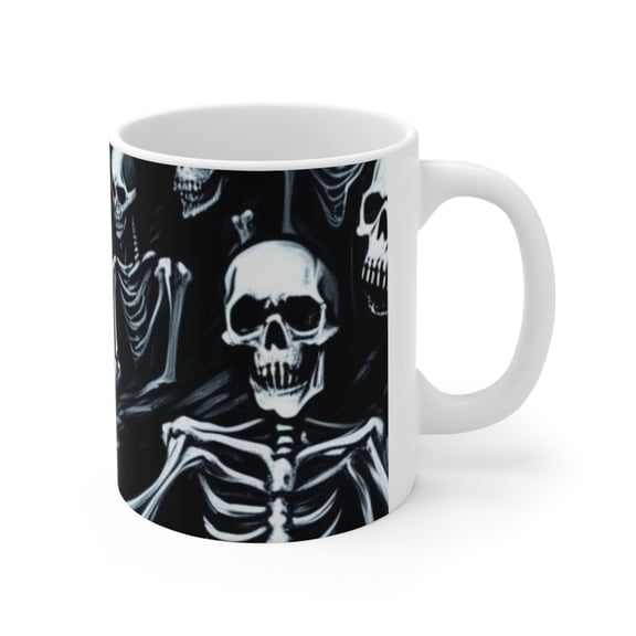 Happy Halloween Demons Skeletons Ghosts and Ghouls Ceramic Coffee Mug 11oz