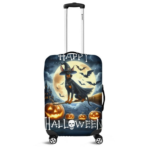 Happy Halloween Doberman Pinscher Witch Pumpkins Bats Travel Luggage Cover Doberman Dog Lover Gifts Suitcase Dust Protective Decor - 13012