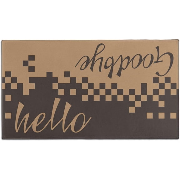 Iheqard Hello Goodbye Door mat Funny Welcome Mats Indoor Outdoor Floor Mat Entrance Rubber Non Slip Rug 30x17 Inches
