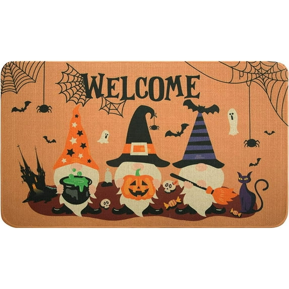 Happy Halloween Door Mat Fall Pumpkin Doormat for Front Door Indoor Outdoor Non-Slip Home Entryway Front Porch Halloween Decor Rubber Welcome Doormat 30"x17"