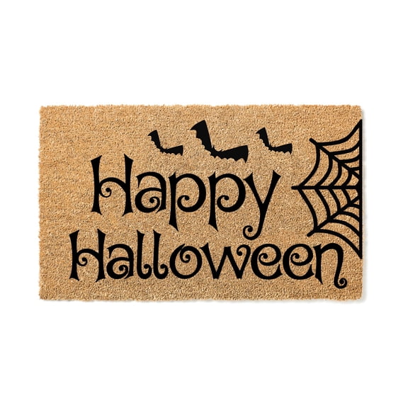 Happy Halloween Door Mat | Funny Doormat | Welcome Mat | Halloween Decor | Funny Door Mat | Home Doormat | Spiderweb Halloween Welcome Mat