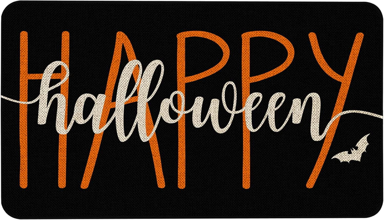 Happy Halloween Door Mat Indoor Outdoor Front Door Mat Non-Slip Durable Rubber Black and Orange Funny Door Mats Low Profile Machine Washable Door Rug for Entry, Patio,Lawn, 30x17 Inch