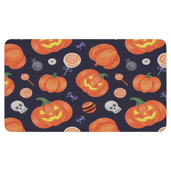 Happy Halloween Door Mat,Non-Slip Doormat Low-Profile Door Mat 17x30 Inch Spider Bat Floor Mats for Room Winter Laundry