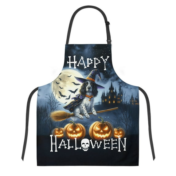 Happy Halloween English Setter Witch Pumpkins Bats Apron Dog Lover for Cooking Grilling Baking Painting Gardening - 13012