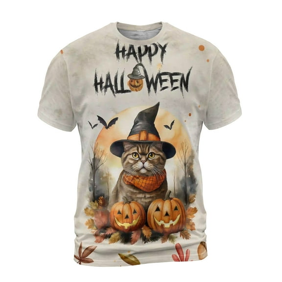 Happy Halloween Exotic Shorthair Witches Hat Pumpkin Carving All Over Print 3D Shirt Unisex Merch Cat Lover Kitten Owner Gifts - 02019
