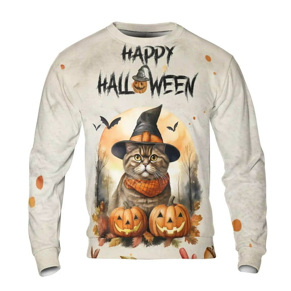 Happy Halloween Exotic Shorthair Witches Hat Pumpkin Carving All Over Print 3D Sweatshirt Unisex Merch Cat Lover Kitten Owner Gifts - 02019