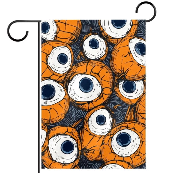 Happy Halloween Eyeballs Seamless Pattern Welcome Garden Flags, 12 x 18 Inch Double Sided Outdoor Yard Flags Waterproof For Home Outside Patio Lawn Porch