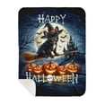thumbnail image 1 of Happy Halloween French Bulldog Witch Pumpkins Bats Cozy Sherpa Blanket Dog Lover Gifts Warm Soft Throw Blanket - 13012, 1 of 5