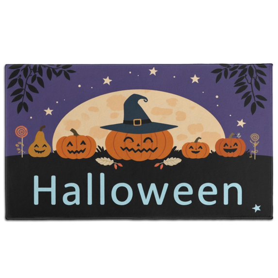 Happy Halloween Front Door Mat Anti Slip Ghost Boo Spooky Welcome Mat Retro for Entry Floor Mat Set Living Room Bedroom Bathroom Crystal Velvet 30x17 Inches