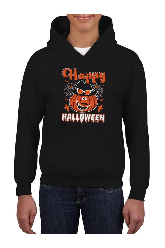 Happy Halloween Fun Pumpkin Hoodie Juniors -Image by Shutterstock, Large