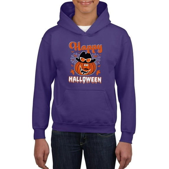 Happy Halloween Fun Pumpkin Hoodie Juniors -Image by Shutterstock, Large