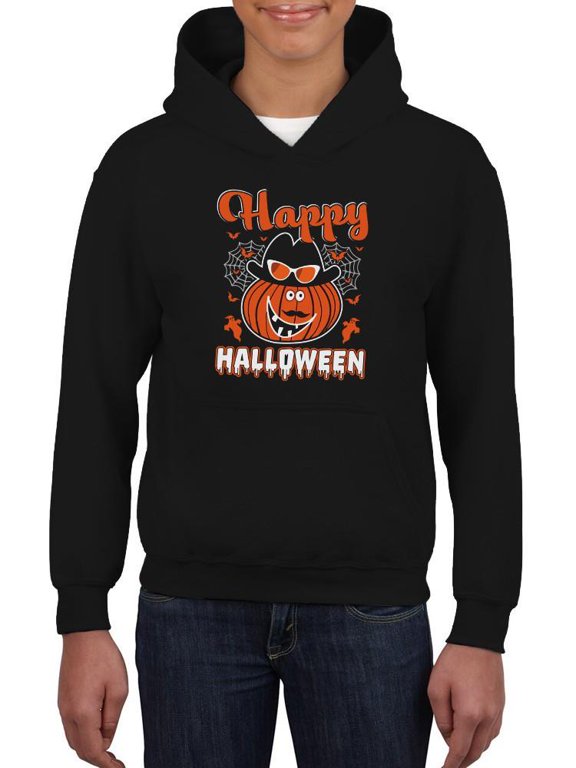 Happy Halloween Fun Pumpkin Hoodie Juniors -Image by Shutterstock, Medium