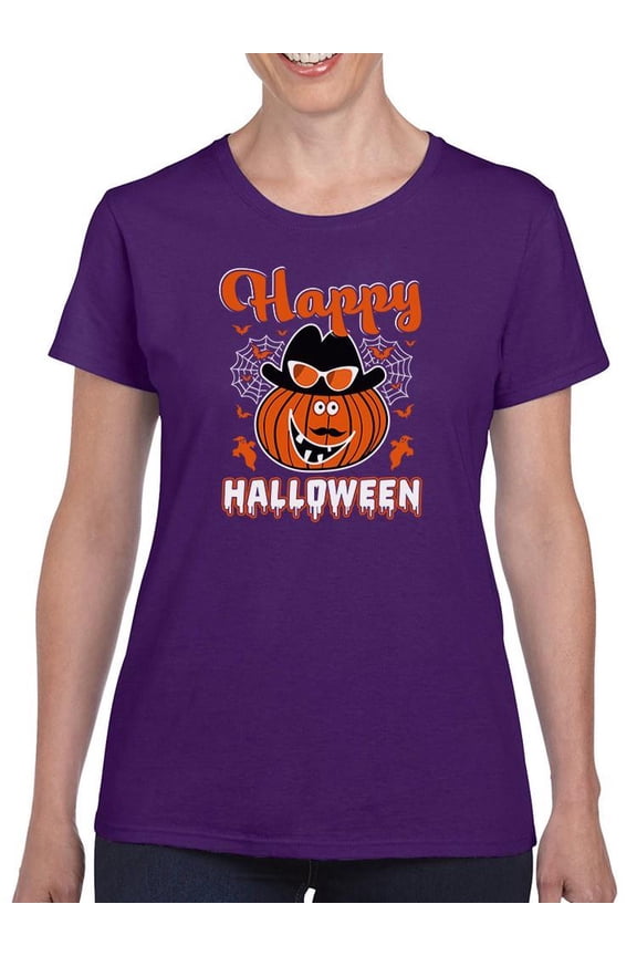 Happy Halloween Fun Pumpkin T-Shirt Women -Image by Shutterstock, Female 3X-Large