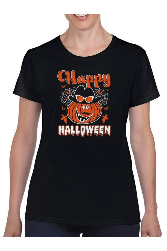 Happy Halloween Fun Pumpkin T-Shirt Women -Image by Shutterstock, Female Small