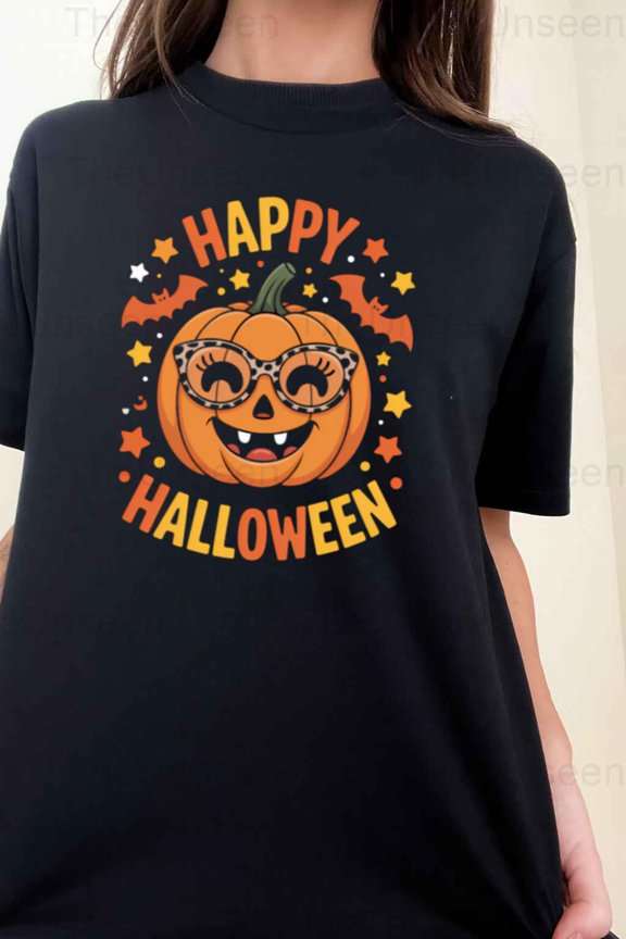 Happy Halloween Funny Pumpkin Autumn Celebration Graphic Unisex T-Shirt up to 5XL