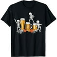 thumbnail image 1 of Happy Halloween Funny Skeleton Drinking Beer T-Shirt, 1 of 5
