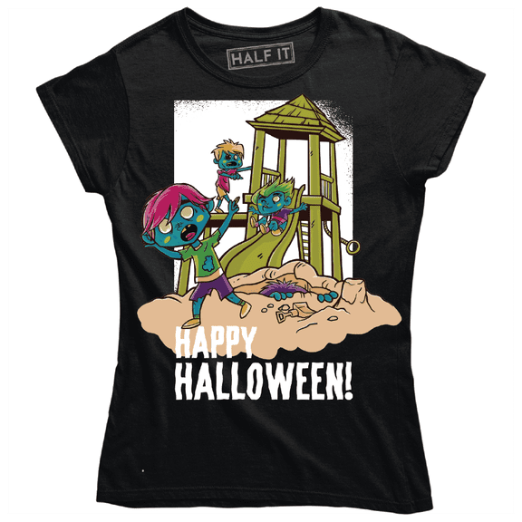 Happy Halloween Funny Zombie Kids Playing In The Park T-Shirt