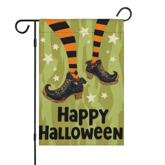 Happy Halloween Garden Flag 12 x 18 Inch Double Sided Welcome Halloween Outside Decorations Burlap Yard Flag (Scary Pumpkin-black)