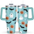 thumbnail image 1 of Happy Halloween Ghost Cup with Handle and Straws 40 oz Insulated Halloween Travel Cup Birthday Present for Women Girls Daughter Mom Gifts for Him/Her Coffee Mugs, 1 of 7