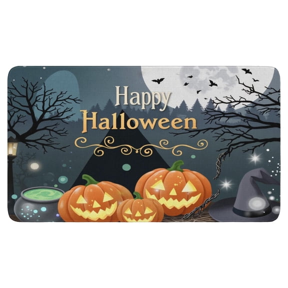 Happy Halloween Ghost Doormat,Non-Slip Doormat Floor Entryway Rug 17x30 Inch Evil Pumpkin Ghost Throw Rug for Kitchen Nursery Floor Entryway Rug