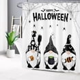 thumbnail image 1 of Happy Halloween Gnome Shower Curtain Decor, Horror Halloween Magic Hat Witch Broom Ghost and Bat Shower Curtains 72X84 inch Polyester Fabric Bathroom Decoration Bath Curtains Hooks Included, 1 of 6